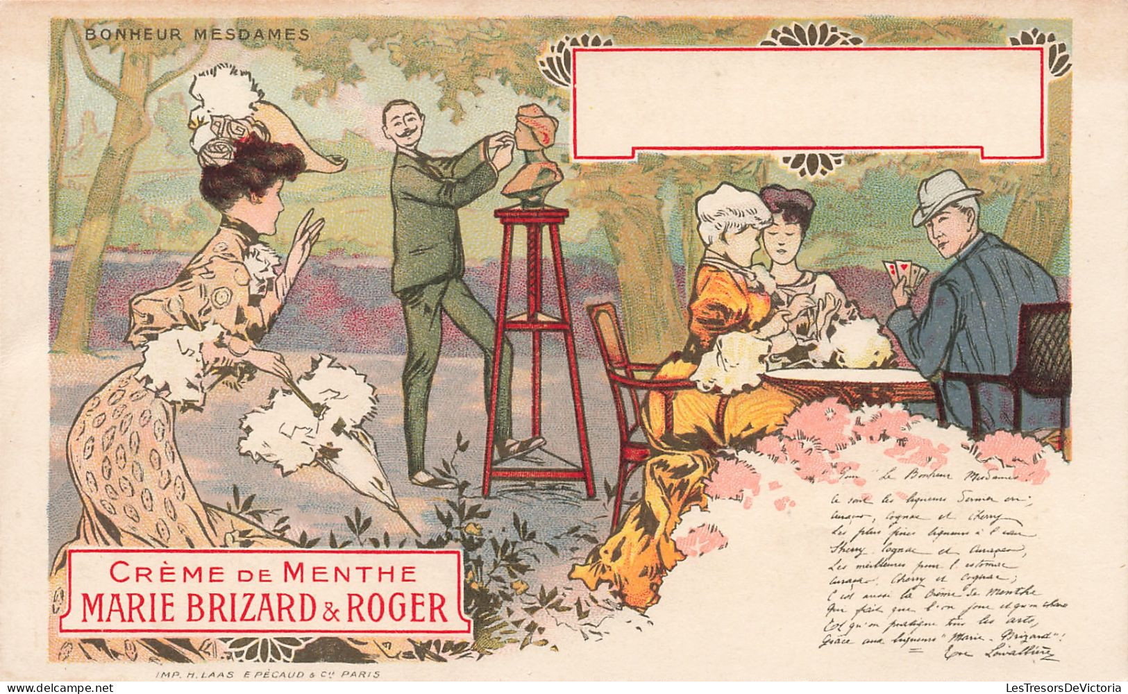 Publicité - Crème De Menthe Marie Brizard Et Roger - Bonheur Des Dames - Carte Postale Ancienne - Advertising