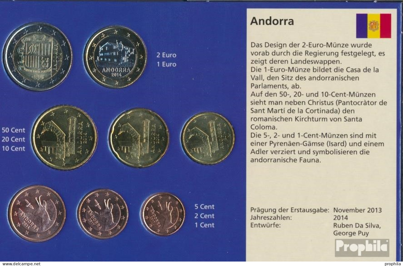 Andorra Stgl./unzirkuliert Kursmünzensatz Gemischte Jahrgänge Stgl./unzirkuliert Ab 2014 Euro Komplettausgabe - Andorra