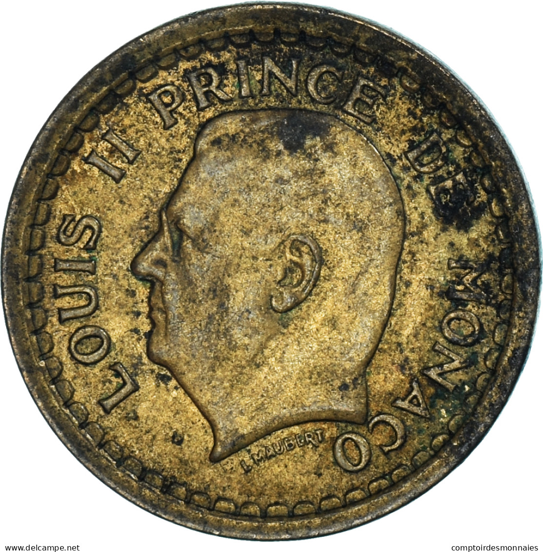 Monnaie, Monaco, Franc, Undated (1943), Poissy, TB, Cupro-Aluminium, Gadoury:MC - 1922-1949 Louis II