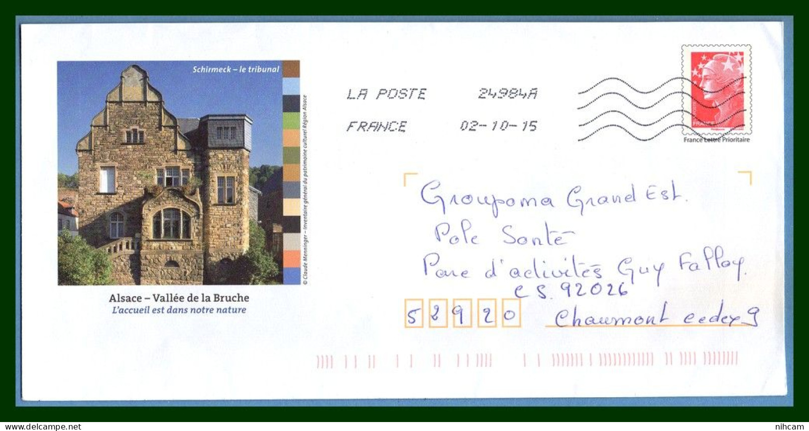 PAP Beaujard Repiqué Tribunal De Schirmeck Alsace OMEC 2015 (manque Rabat) - Prêts-à-poster: Repiquages /Beaujard