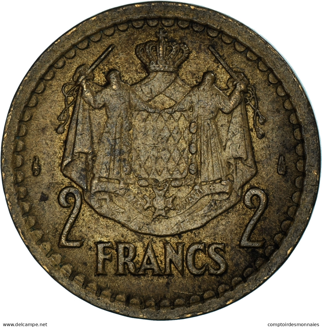 Monnaie, Monaco, 2 Francs, 1943, Paris, TB, Cupro-Aluminium, Gadoury:134 - 1922-1949 Luigi II