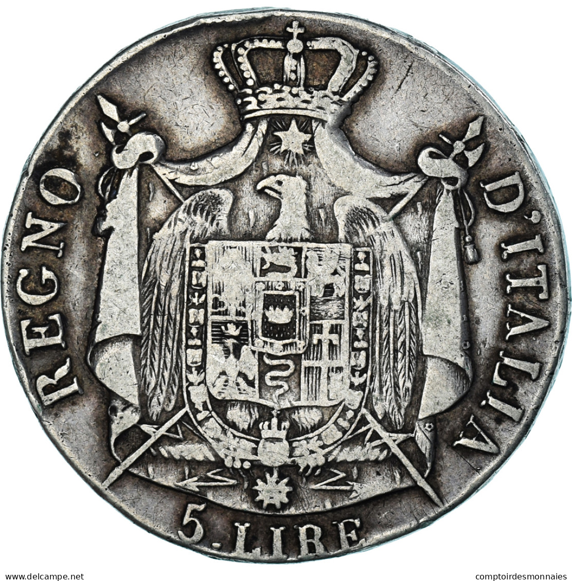 Monnaie, États Italiens, KINGDOM OF NAPOLEON, Napoleon I, 5 Lire, 1810 - Napoleonische