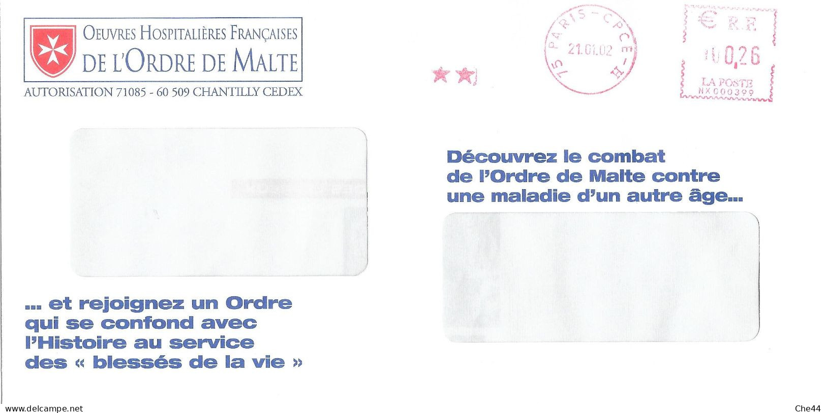 Enveloppe Destinéo : Ordre De Malte. - Storia Postale