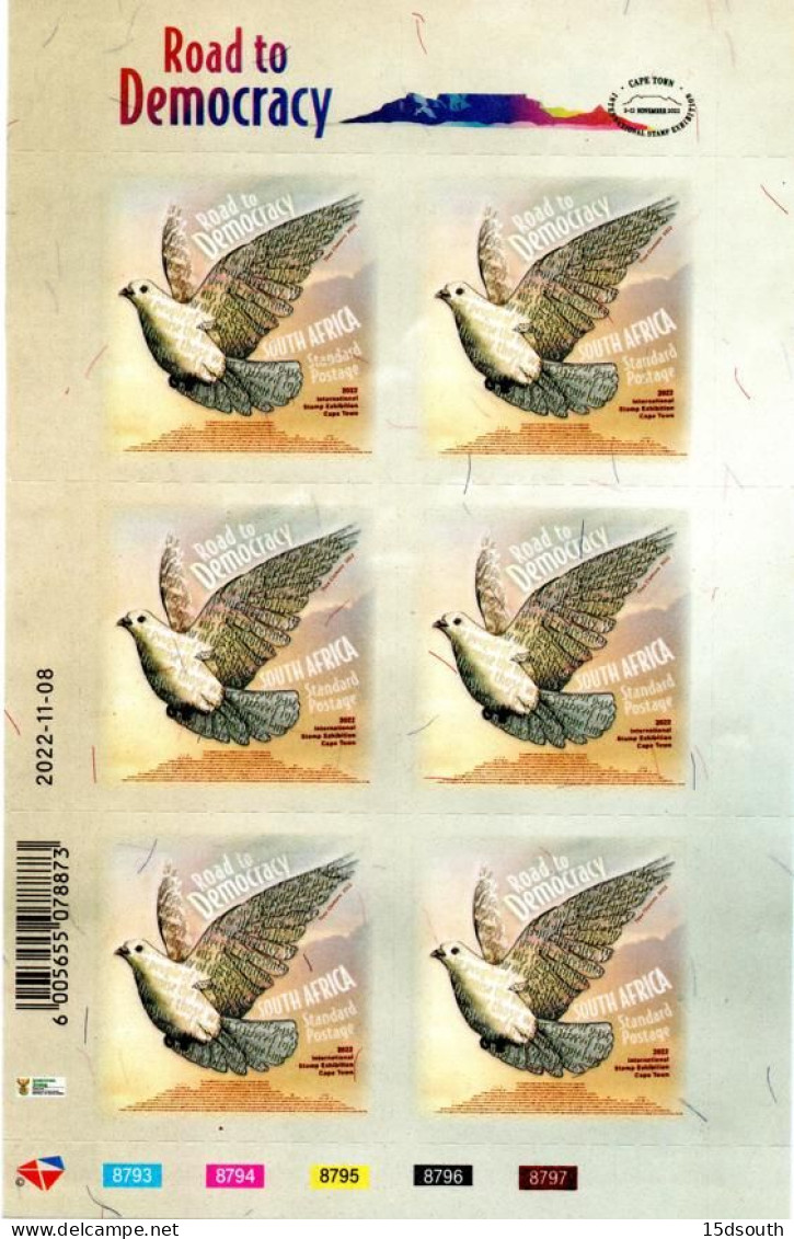 South Africa - 2022 Road To Democracy Dove Sheet Reprint (**) - Ongebruikt