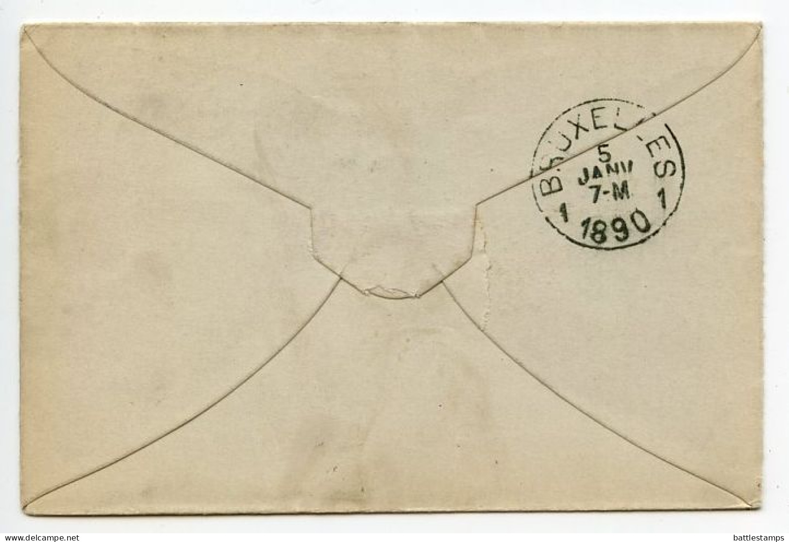 Belgium 1890 10c. King Leopold II Letter Envelope; Namur (Station) To Bruxelles - Briefumschläge