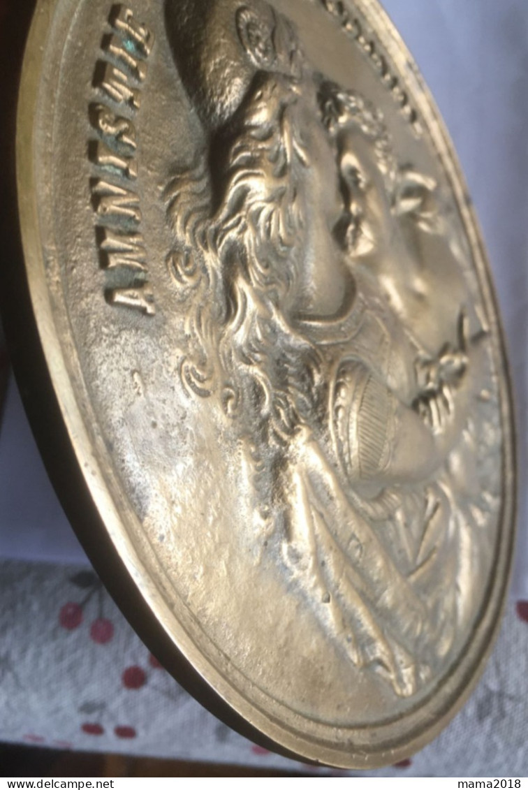 Rare   Plaque Bronze  ( Inconnue Franc_ Maçonnerie  ?   Vu Marc  Labouret  )   161 Mm X 7 Mm   692 Gr  Beau Relief - Francmasonería