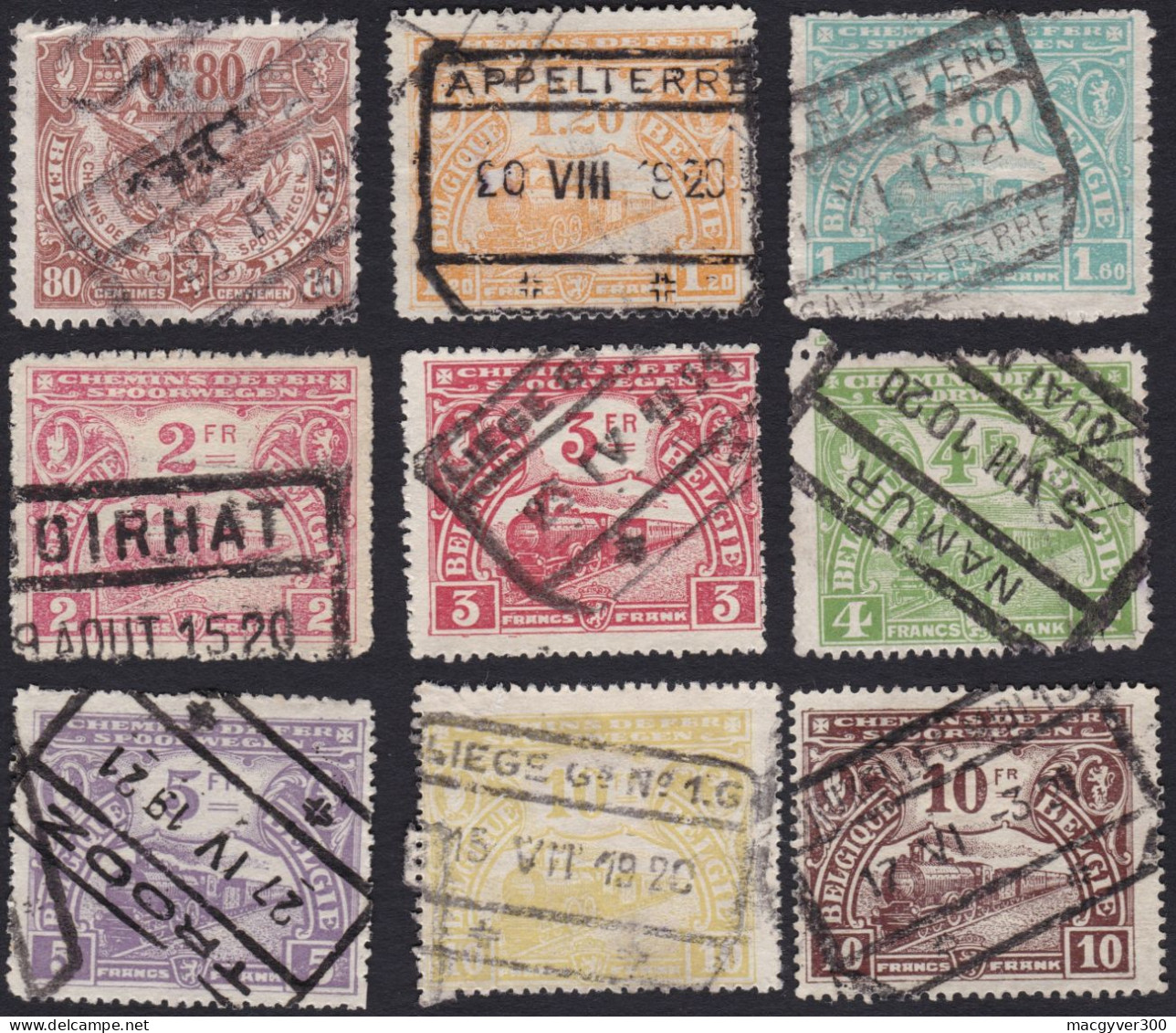 BELGIQUE, 1920, Chemins De Fer ( COB TR111, 117, 119, 120 Au 125 ) - Gebraucht