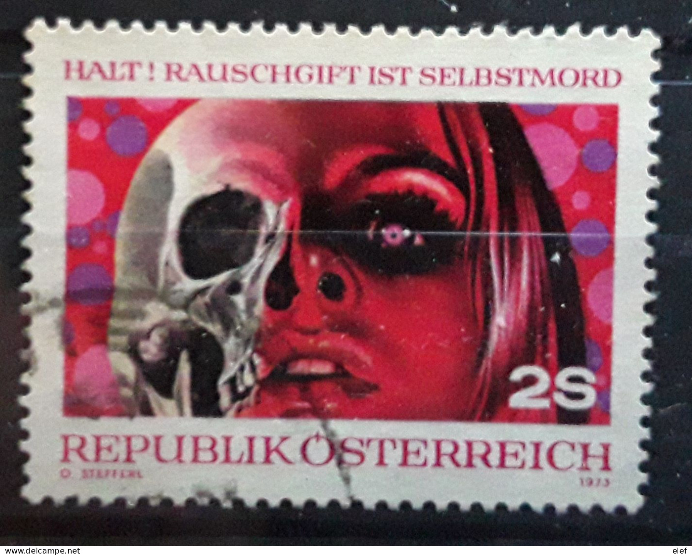 OSTERREICH AUSTRIA AUTRICHE 1973, Yvert 1239, Prévention De La DROGUE DRUG , Skull Crane Tête De Mort  , 2 S Obl TB - Drogen