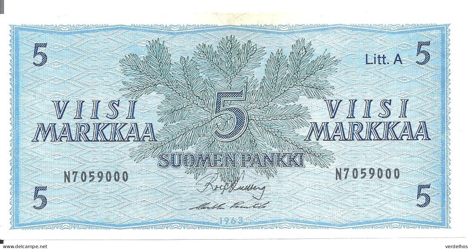 FINLANDE 5 MARKKA 1963 AUNC P 103 - Finland