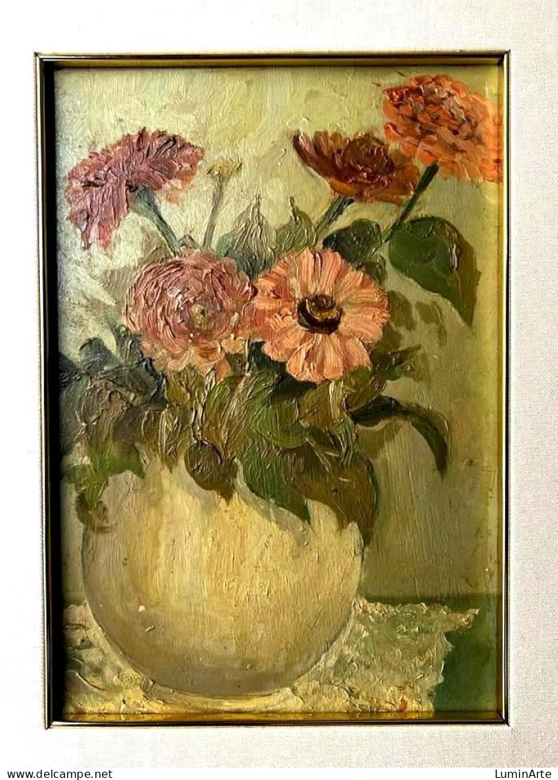 ""Vaso Of Flowers" 1940 Oil. - Huiles