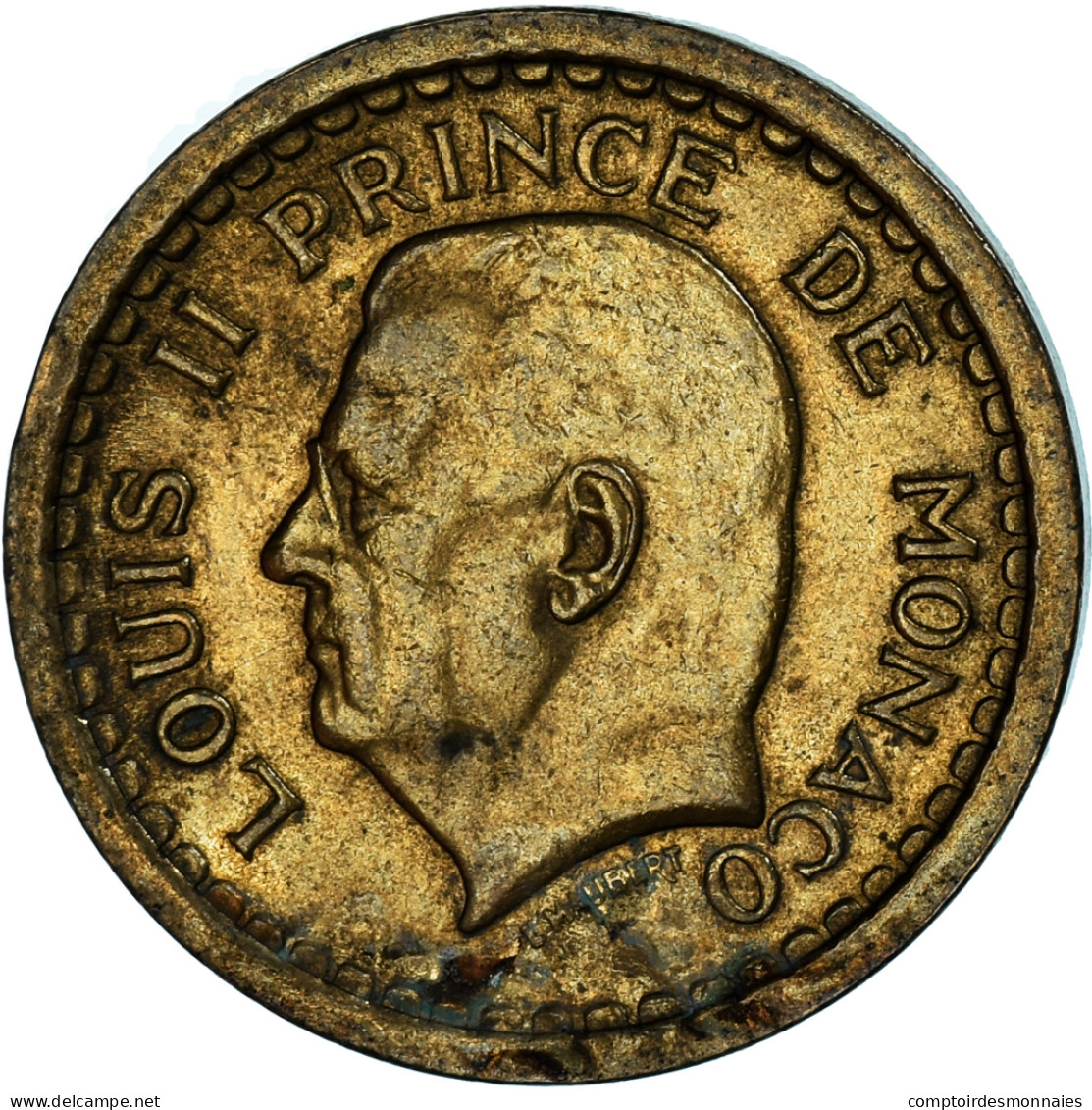 Monnaie, Monaco, 2 Francs, Undated (1943), TTB, Cupro-Aluminium - 1922-1949 Louis II.