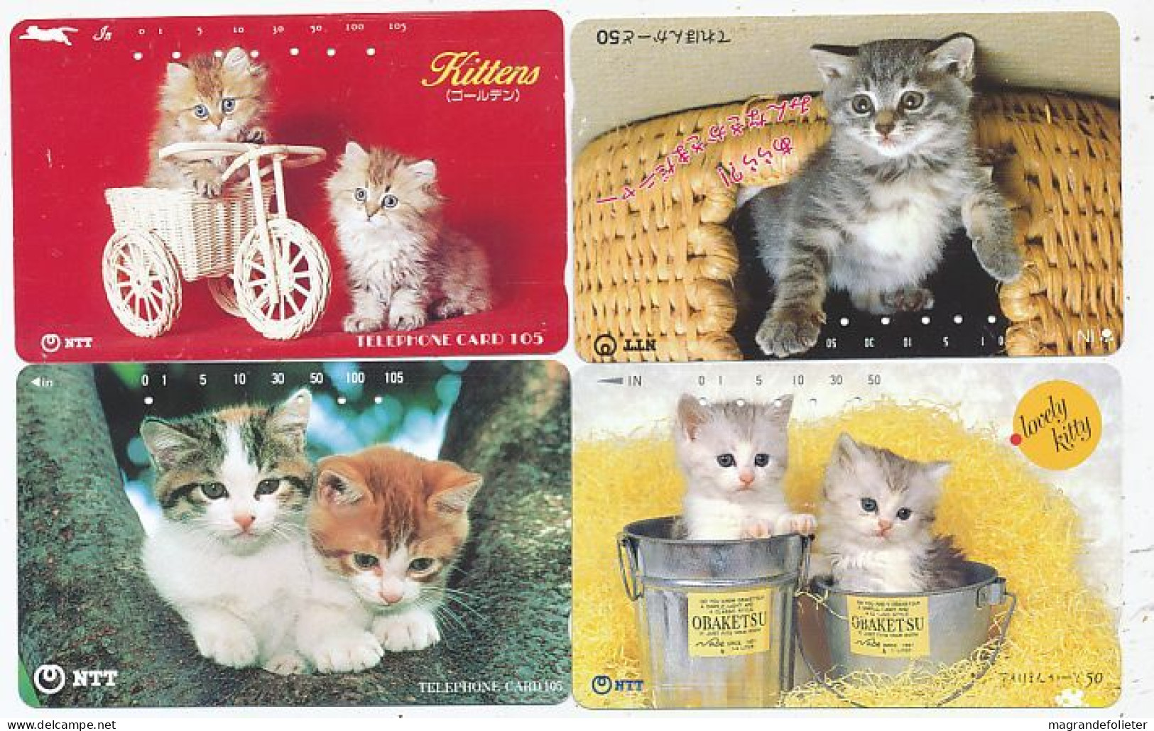 CARTE TELEPHONIQUE PHONECARD TELEPHONE CARD 4 X CAT CHAT KAT NTT JAPON - Cats