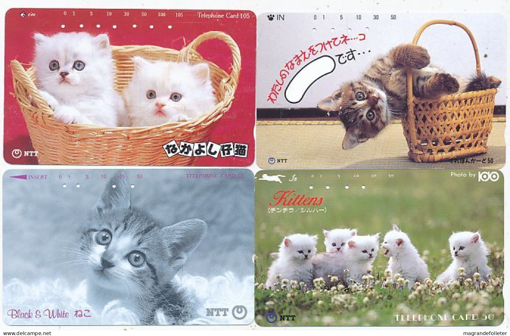 CARTE TELEPHONIQUE PHONECARD TELEPHONE CARD 4 X CAT CHAT KAT NTT JAPON - Cats