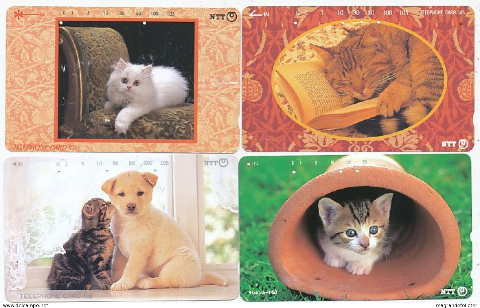 CARTE TELEPHONIQUE PHONECARD TELEPHONE CARD 4 X CAT CHAT KAT NTT JAPON - Cats