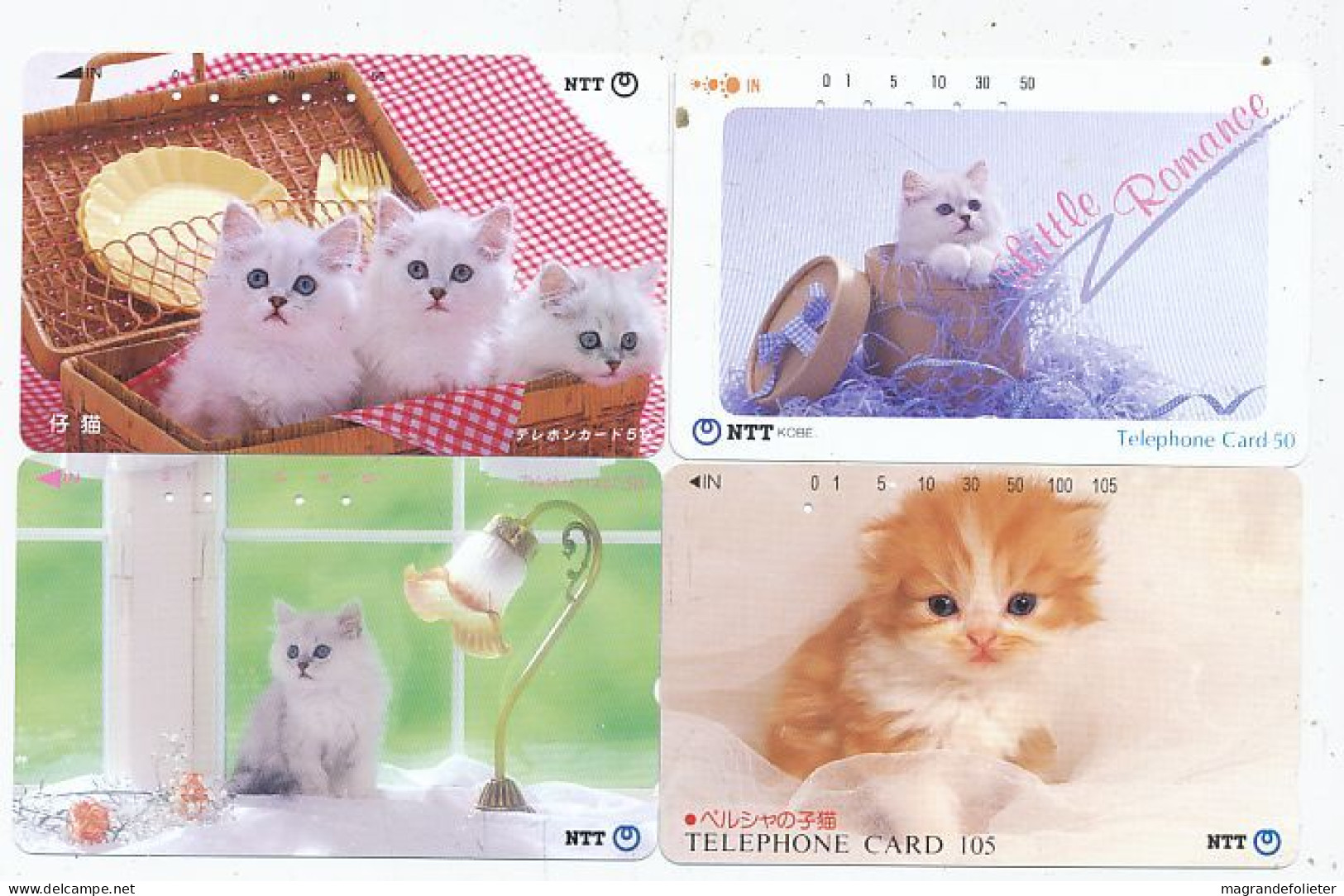 CARTE TELEPHONIQUE PHONECARD TELEPHONE CARD 4 X CAT CHAT KAT NTT JAPON - Gatos