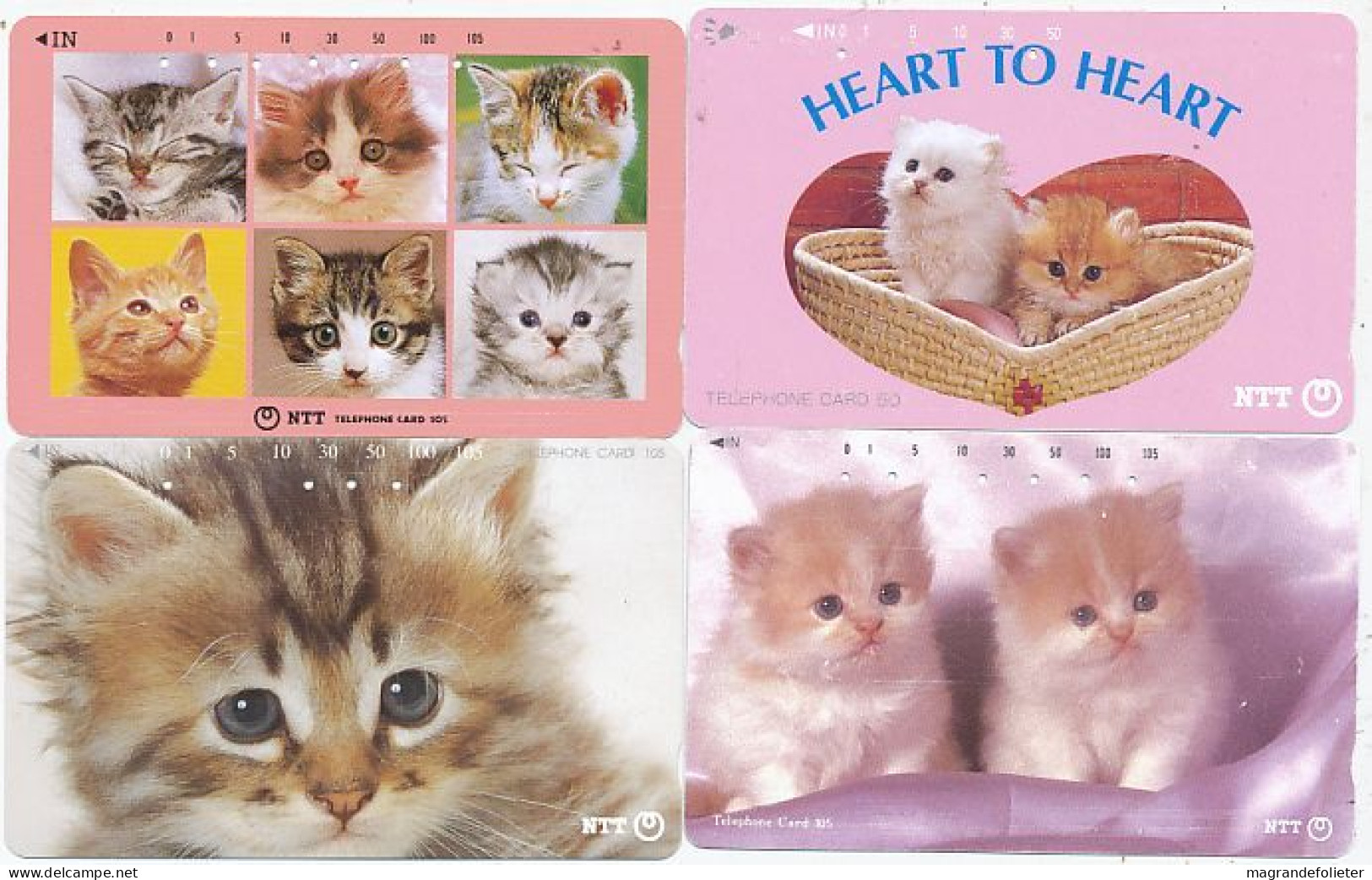 CARTE TELEPHONIQUE PHONECARD TELEPHONE CARD 4 X CAT CHAT KAT NTT JAPON - Cats