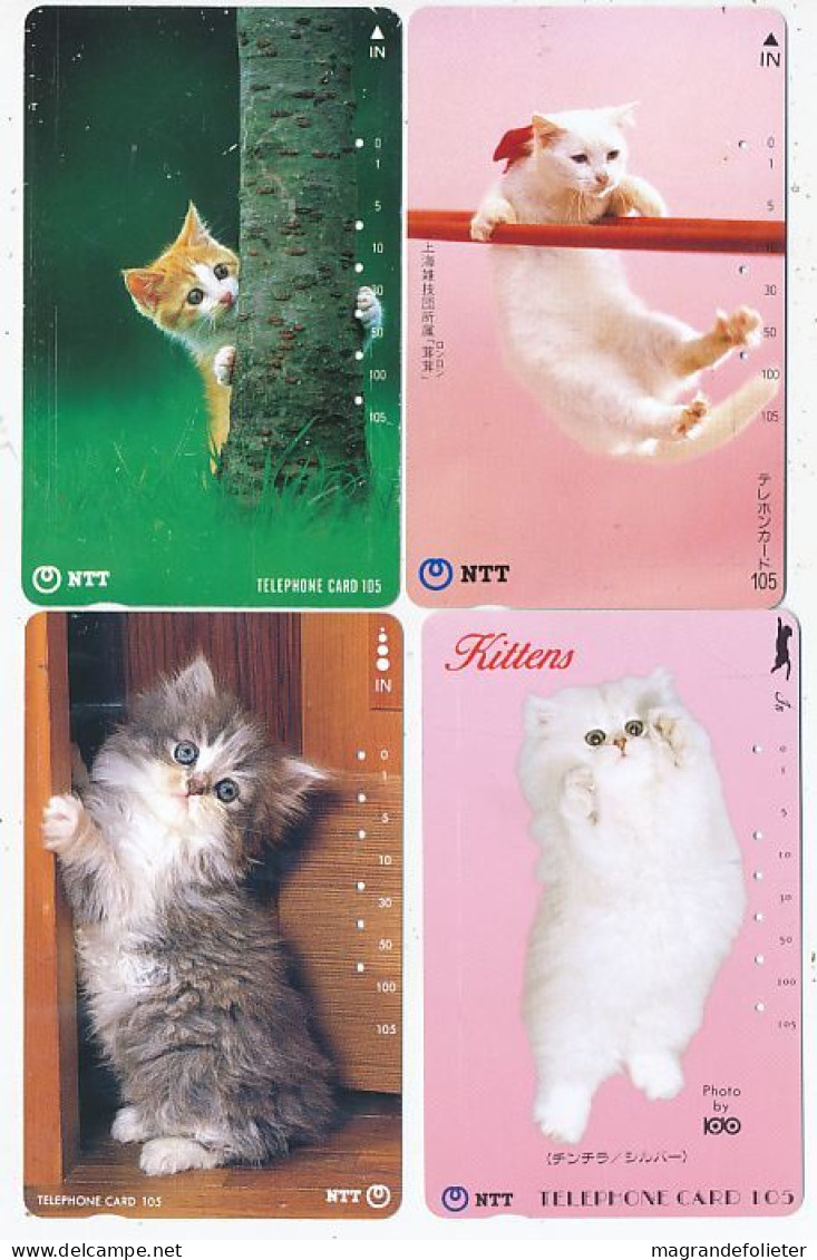 CARTE TELEPHONIQUE PHONECARD TELEPHONE CARD 4 X CAT CHAT KAT NTT JAPON - Cats