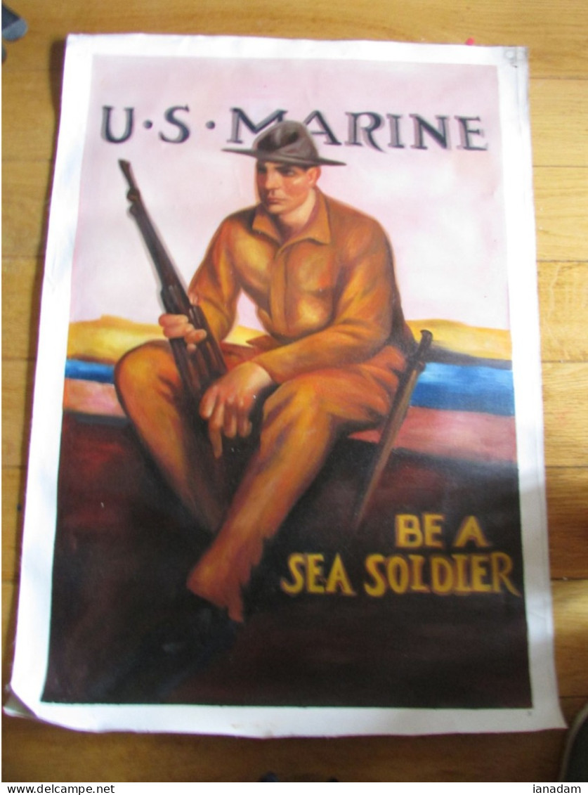 WW1 US Marine Corp Oil Painting Poster - 1914-18