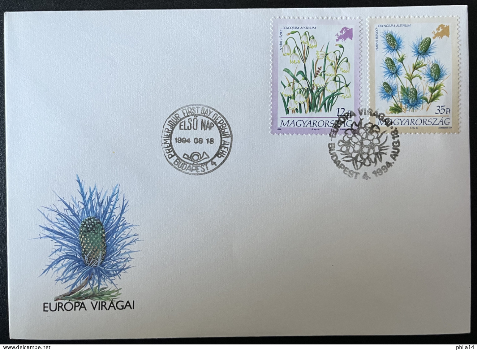 SP ENVELOPPE HONGRIE BUDAPEST MAGYARORSZAG FLEURS FLOWERS 1994 EUROPA VIRAGAI - Lettres & Documents