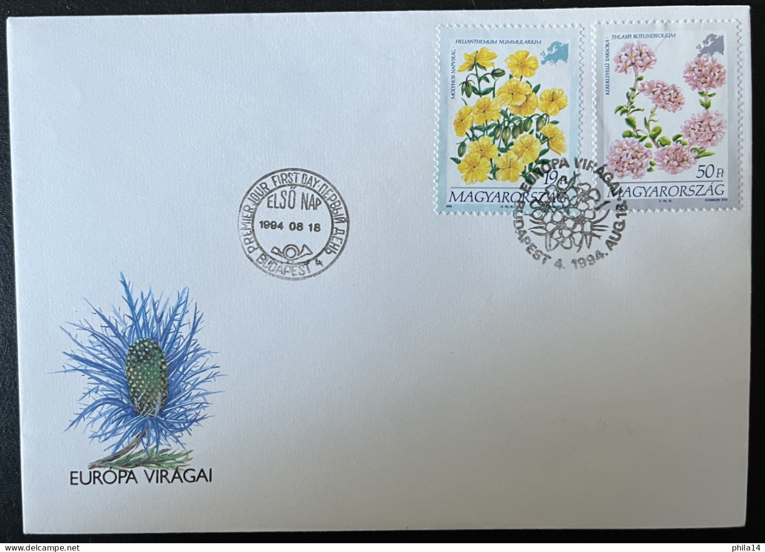 SP ENVELOPPE HONGRIE BUDAPEST MAGYARORSZAG FLEURS FLOWERS 1994 EUROPA VIRAGAI - Storia Postale