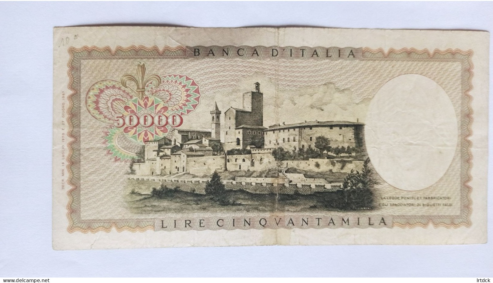 Billet De Banque Italie 50 000 Lires 1970 Léonardo - 50.000 Lire