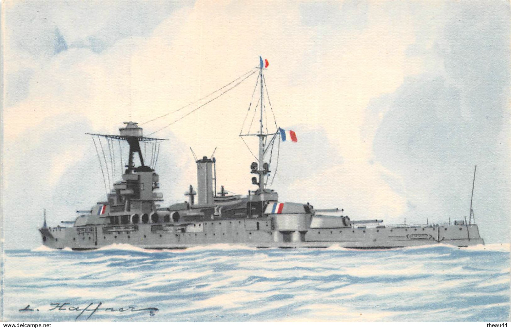 ¤¤   -   Lot De 8 Cartes De L'Illustrateur " HAFFNER "   -   Bateaux De Guerre  -  Cuirassé, Croiseur, Torpilleur ...... - Haffner