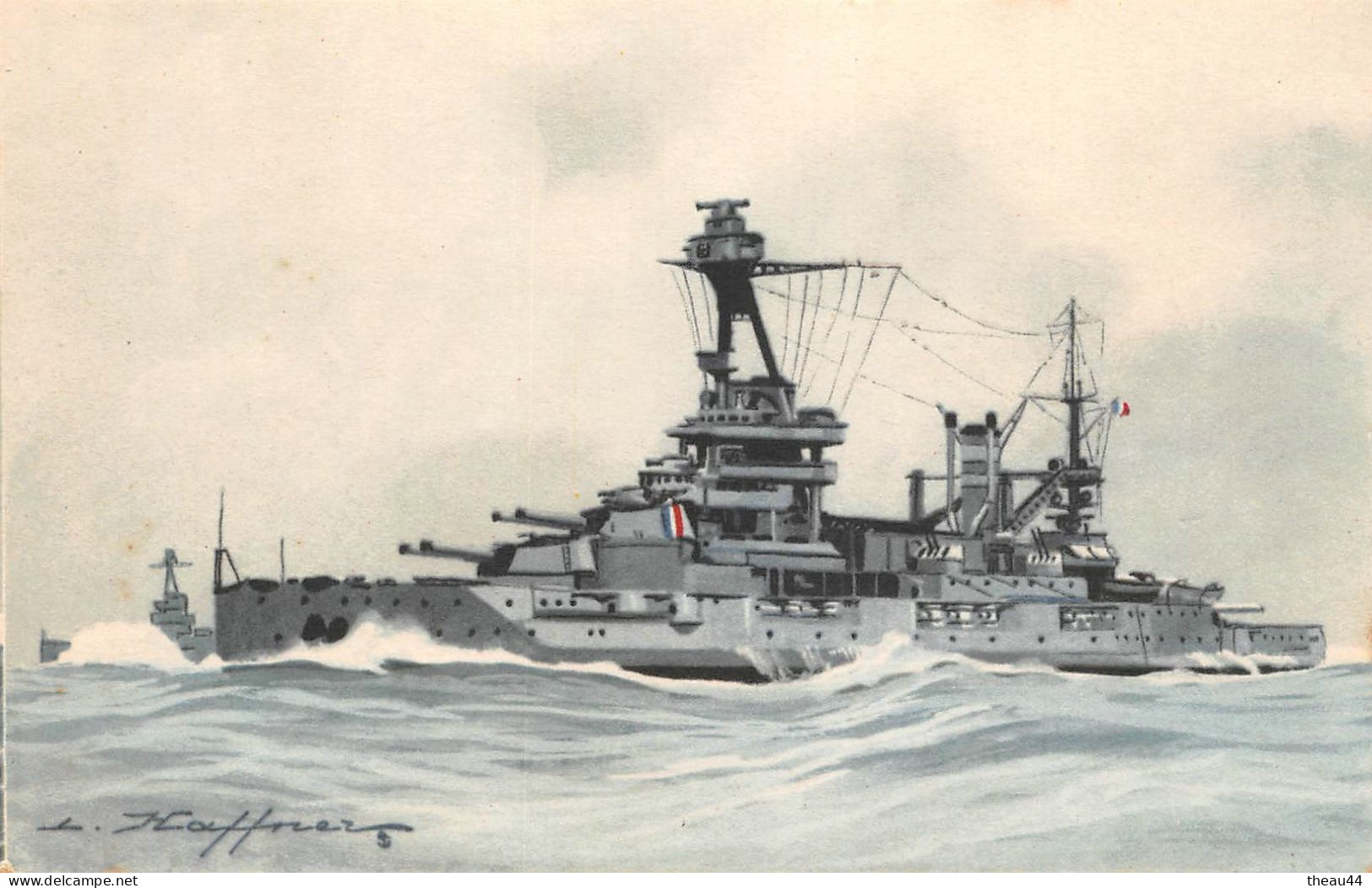 ¤¤   -   Lot de 8 Cartes de l'Illustrateur " HAFFNER "   -   Bateaux de Guerre  -  Cuirassé, Croiseur, Torpilleur ......