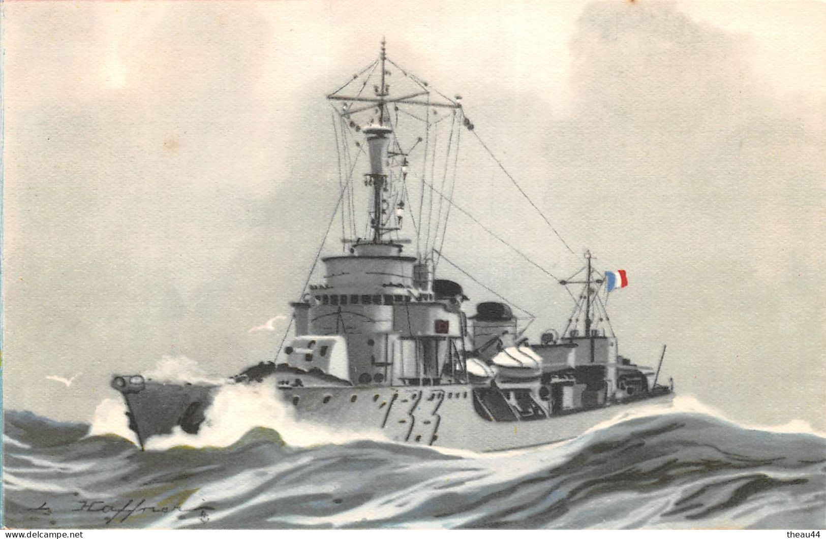 ¤¤   -   Lot de 8 Cartes de l'Illustrateur " HAFFNER "   -   Bateaux de Guerre  -  Cuirassé, Croiseur, Torpilleur ......