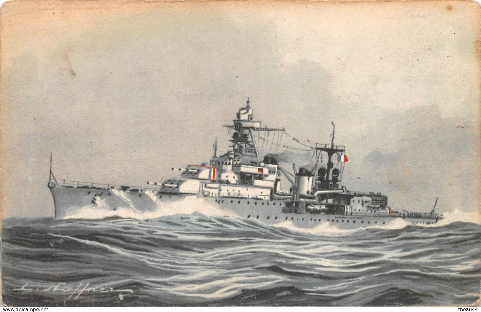 ¤¤   -   Lot de 8 Cartes de l'Illustrateur " HAFFNER "   -   Bateaux de Guerre  -  Cuirassé, Croiseur, Torpilleur ......