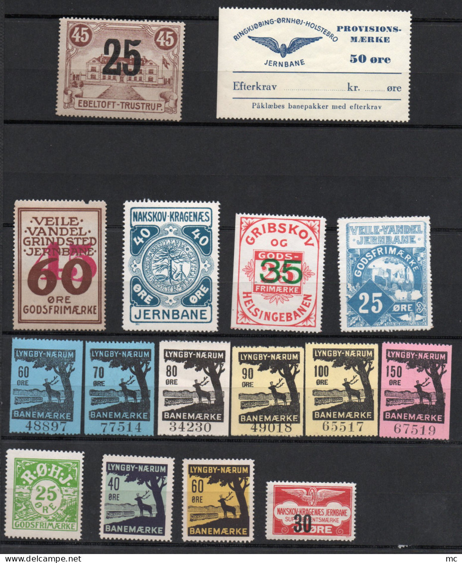 Danemark Lot De 16 Timbres De Chemins De Fer Luxe ** - Pacchi Postali