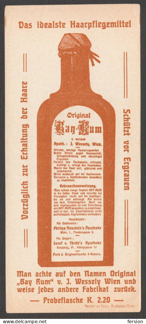 HAIR Shampoo - BAY RUM COUNTING CARD SLIP PAPER NOTE Vintage Advertising Old Graphics - Hungary 1910 Blotter - Parfum & Cosmetica