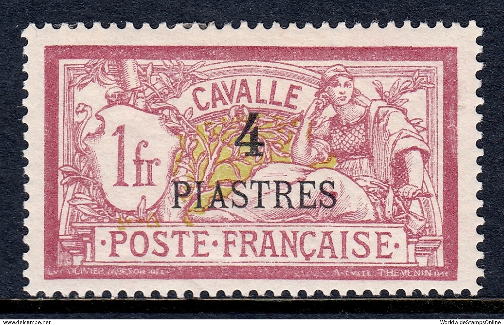 France (Offices In Cavalle) - Scott #14 - MH - Paper Adhesion/rev. - SCV $15 - Unused Stamps