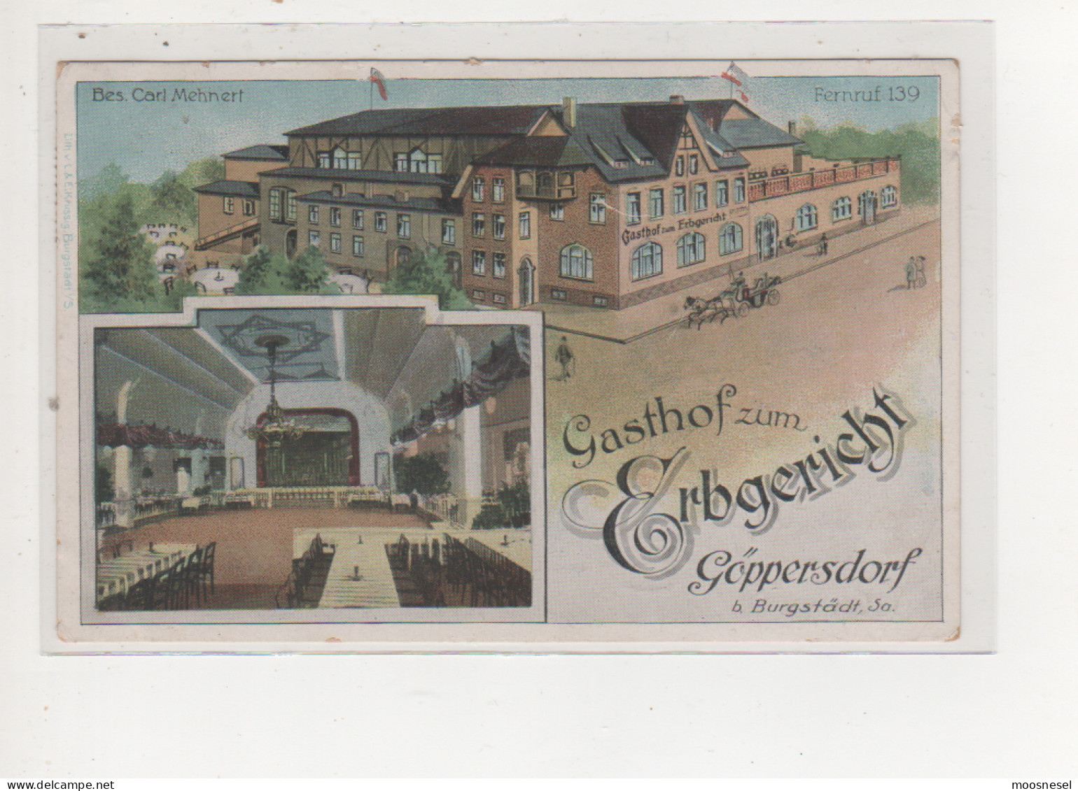 Antike Postkarte - GASTHOF ERBAGERICHT GÖPPERSDORF BEI BURGSTÄDT, SA  VON 1925 - Burgstaedt