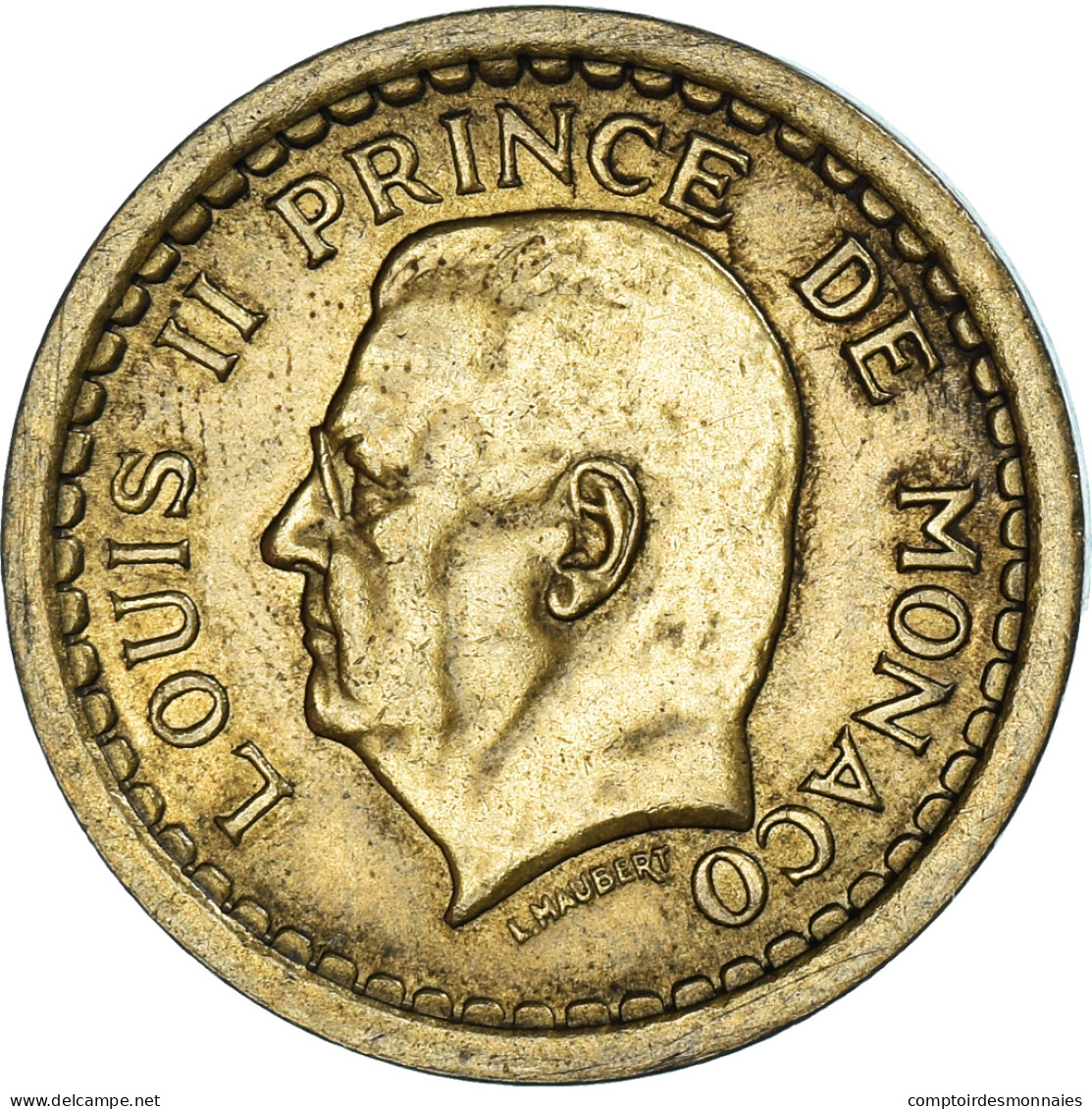 Monnaie, Monaco, 2 Francs, Undated (1943), Poissy, TTB+, Cupro-Aluminium - 1922-1949 Louis II