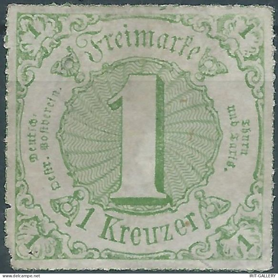 Germania-Germany-Deutschland,Taxis,1865 Colored Print On White Paper-Rouletted Perforation, 1Kr,Mint,Value:€15,00 - Mint