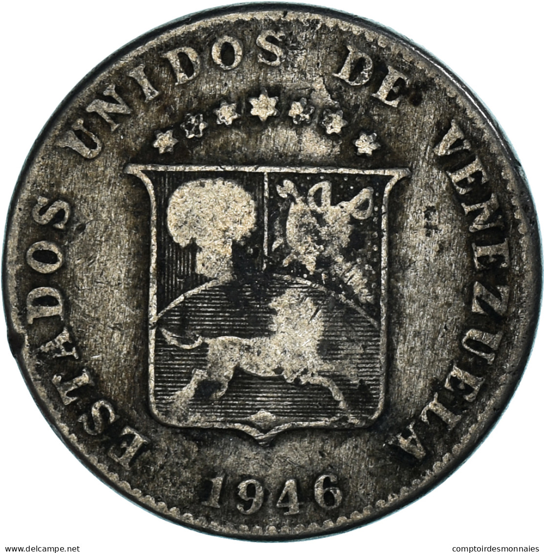 Monnaie, Venezuela, 12-1/2 Centimos, 1946, TB, Cupro Nickel - Venezuela