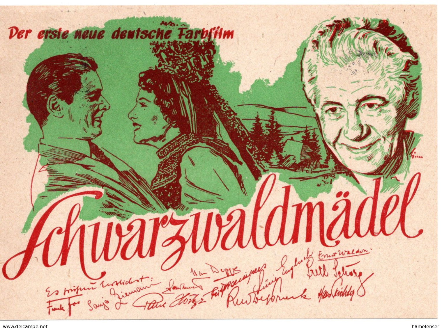 57537 - Bund - 1950 - 10Pfg WoFa '49 EF A AnsKte SoStpl STUTTGART - SCHWARZWALDMAEDEL ... - Cinema