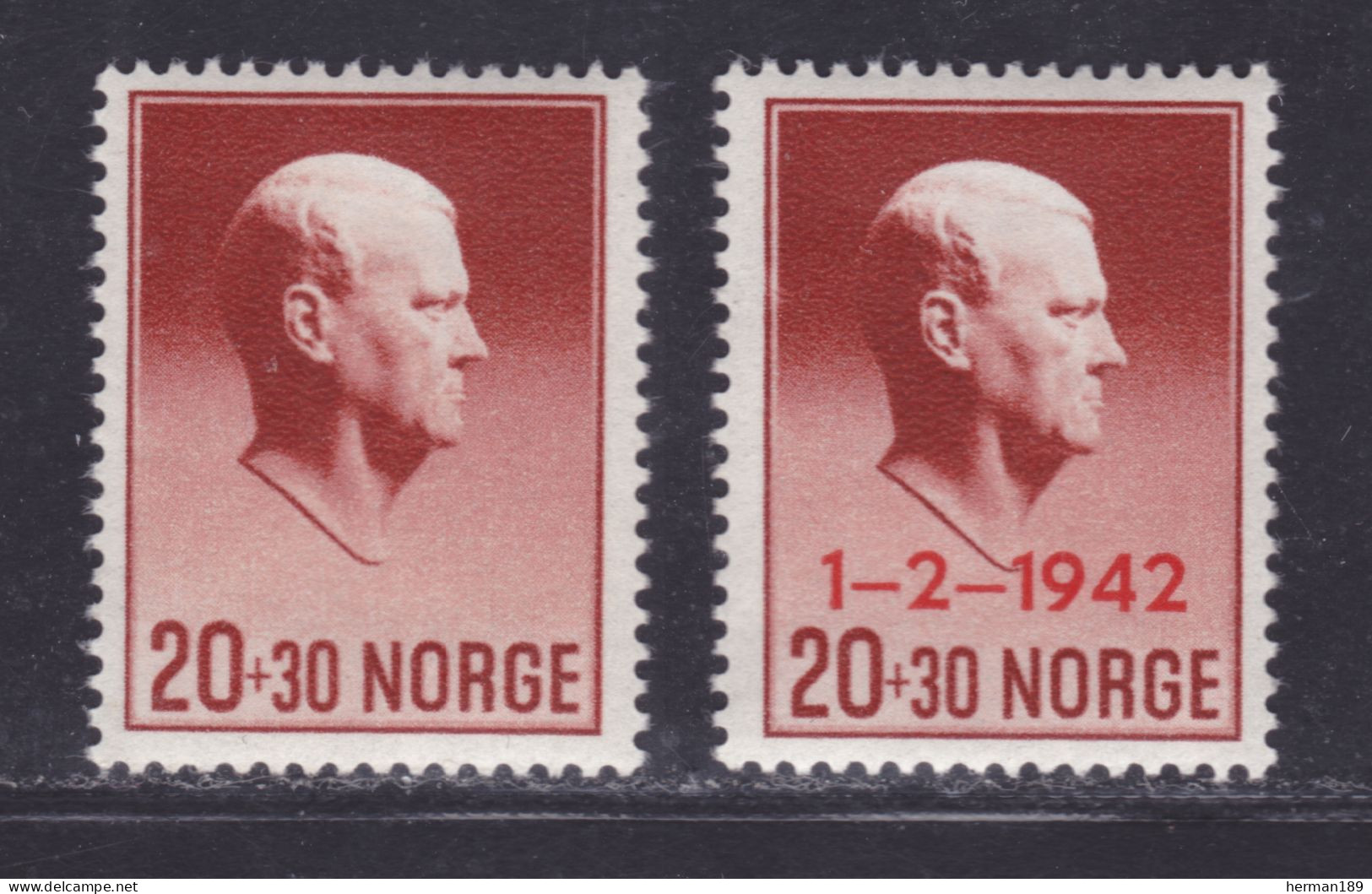 NORVEGE N°  236 & 236A ** MNH Neufs Sans Charnière, B/TB (D9934) Effigie De Vidkun Quisling - 1942 - Ungebraucht