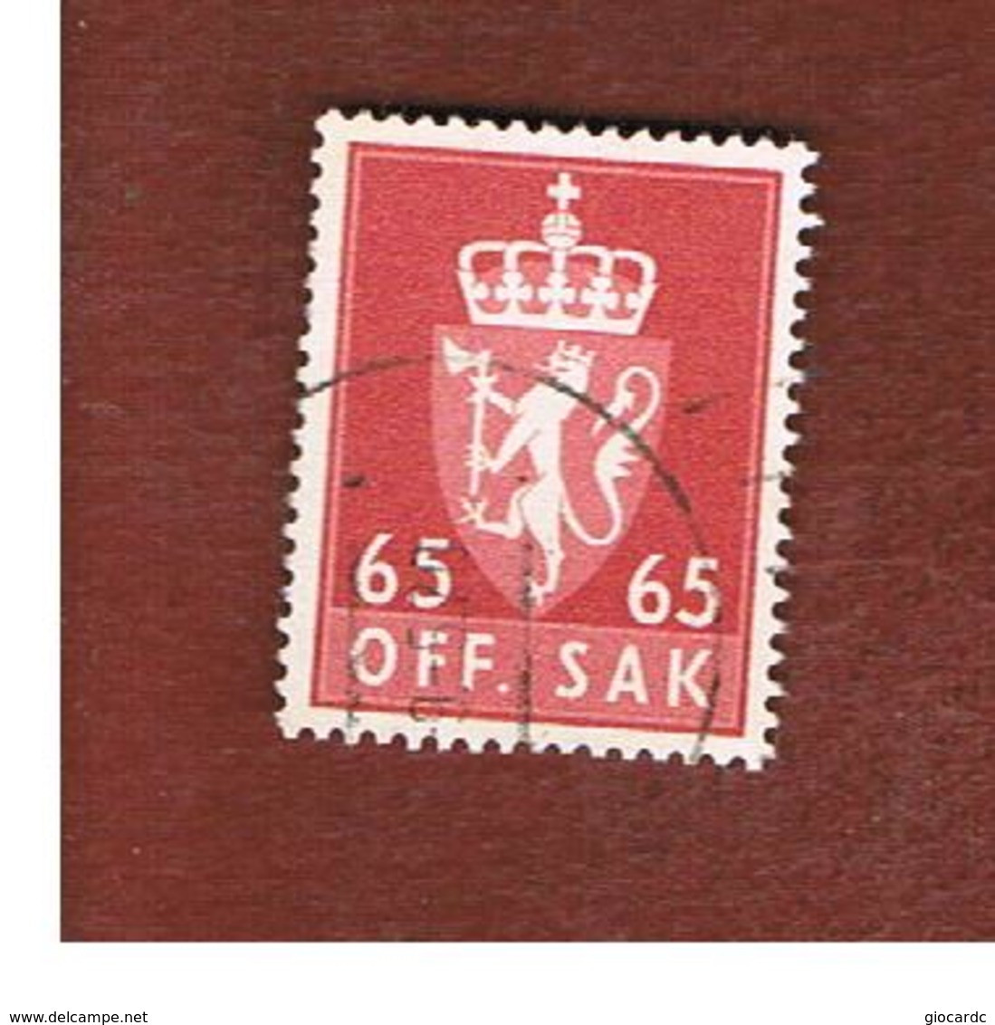 NORVEGIA (NORWAY) -   SG O475   -  1968  OFFICIAL STAMPS: ARM 65        - USED° - Dienstmarken