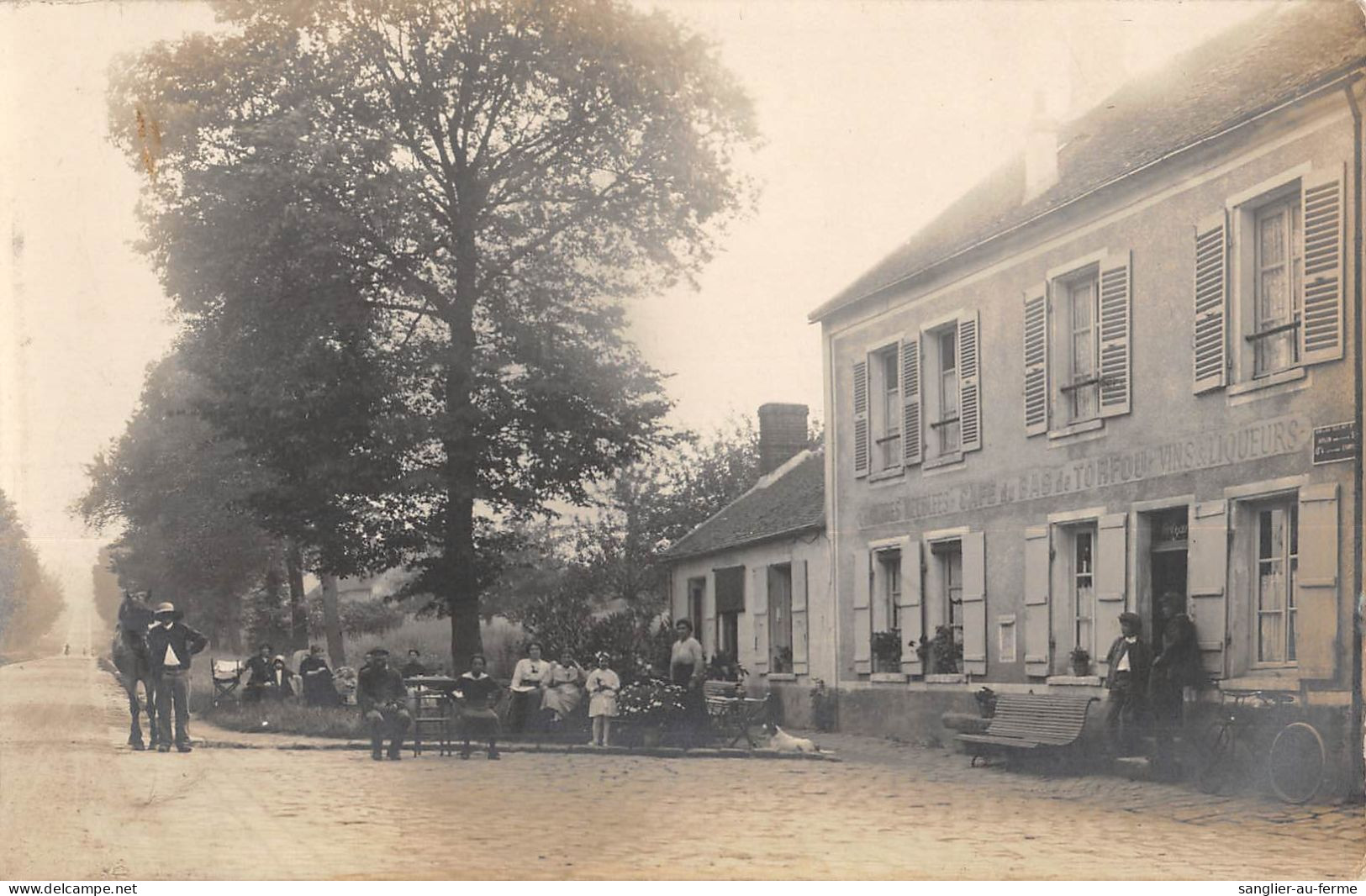 CPA 91 BAS TORFOU PAR ARPAJON / CARTE PHOTO / CAFE DU BAS DE TORFOU / VINS / LIQUEURS - Autres & Non Classés