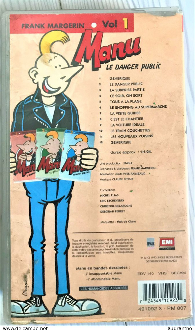 VHS MANU Le Danger Public Franck Mergerin Volume 1 1993 - Dessins Animés