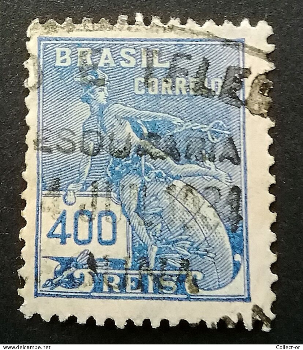 BRESIL, 1918, Mercure, Valeur Faciale 400 Reis, Bleu Fade, Scott N° A76,  Oblitéré - Oblitérés