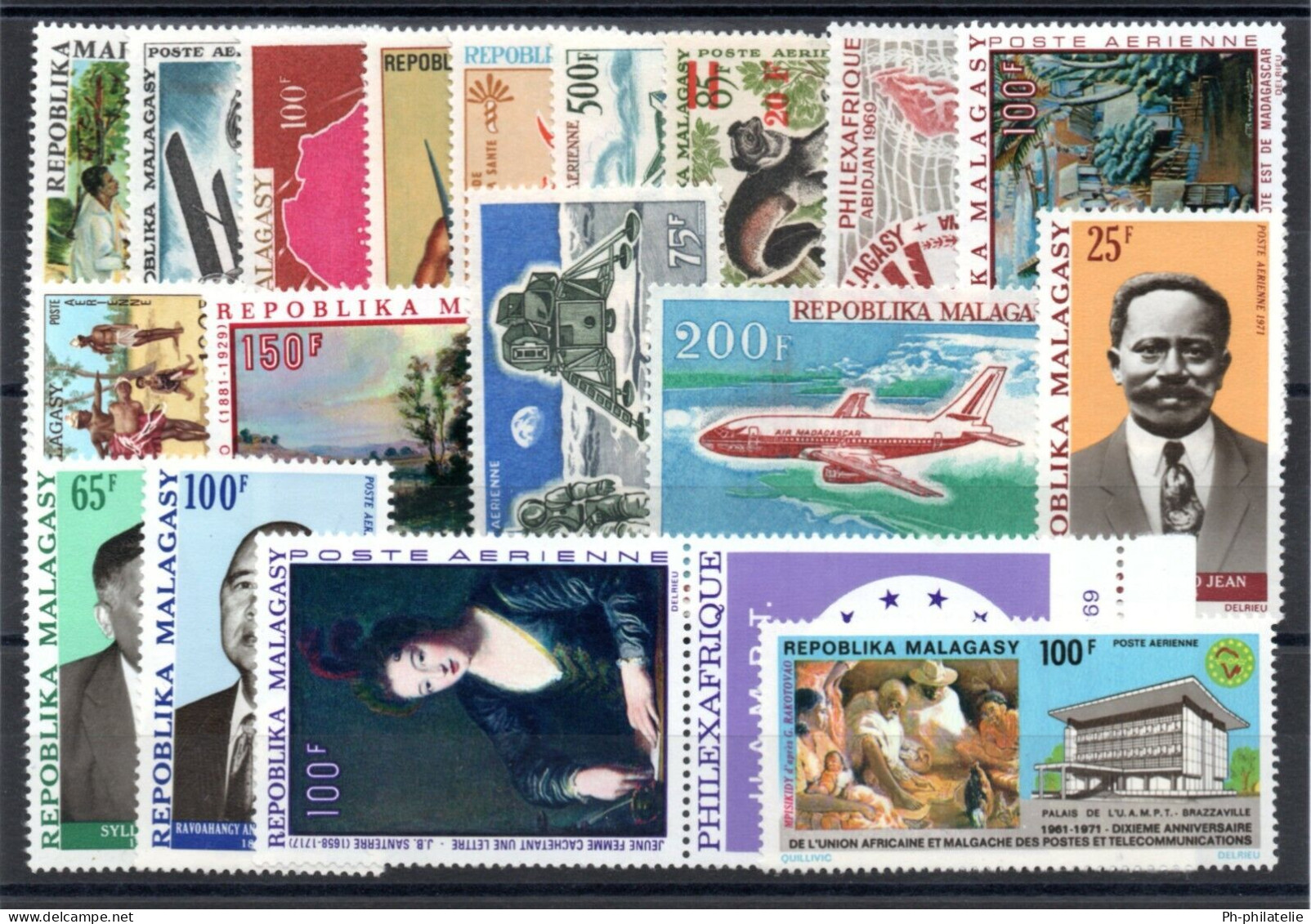 MADAGASCAR: SERIE COMPLETE DE 18 TIMBRES P.A. NEUF**/* N°100/117 - Airmail