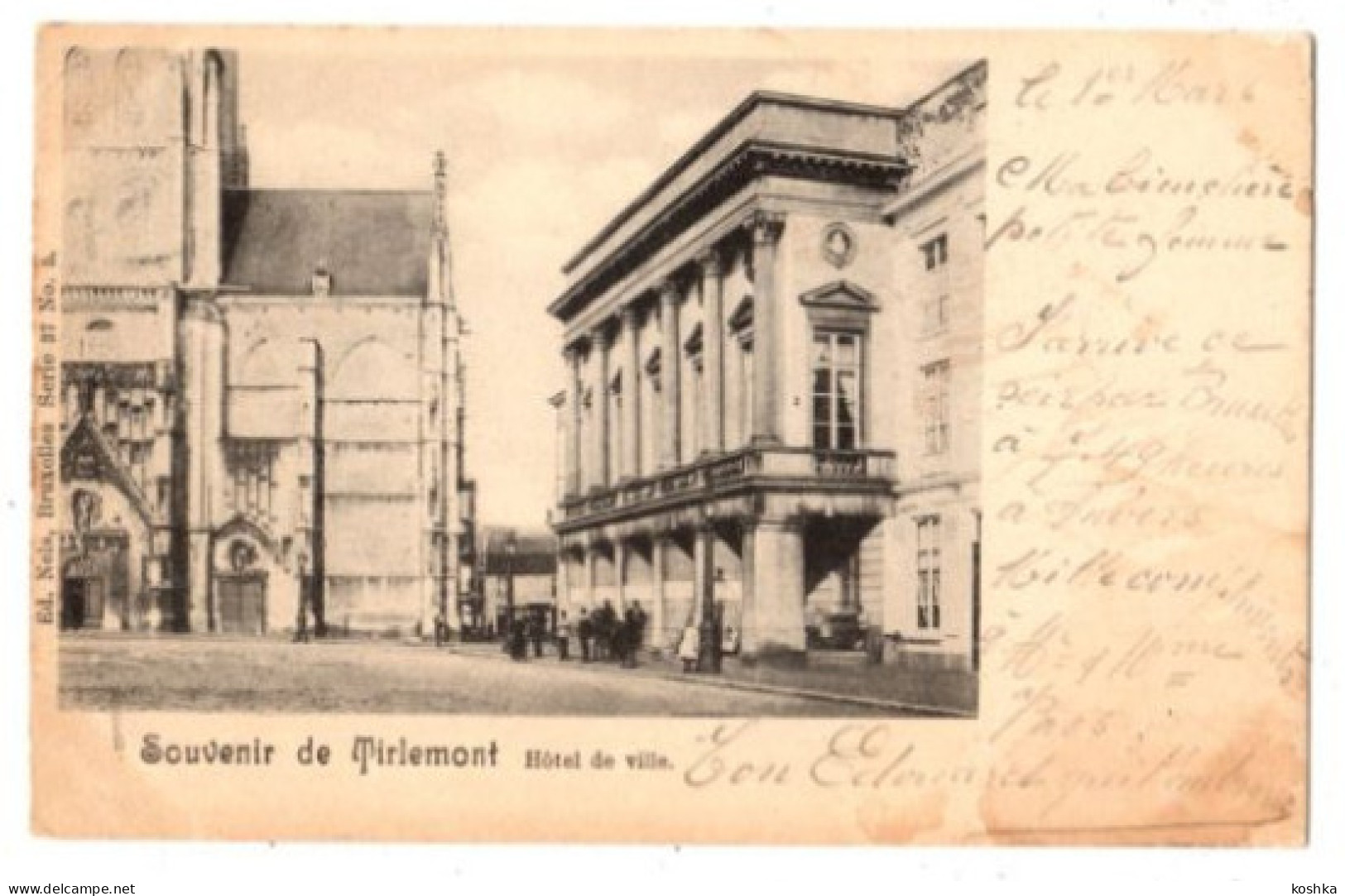 Souvenir De TIRLEMONT - Hôtel De Ville - Verzonden 1901 - Uitgave: Nels Serie 37 No 5 - Tienen