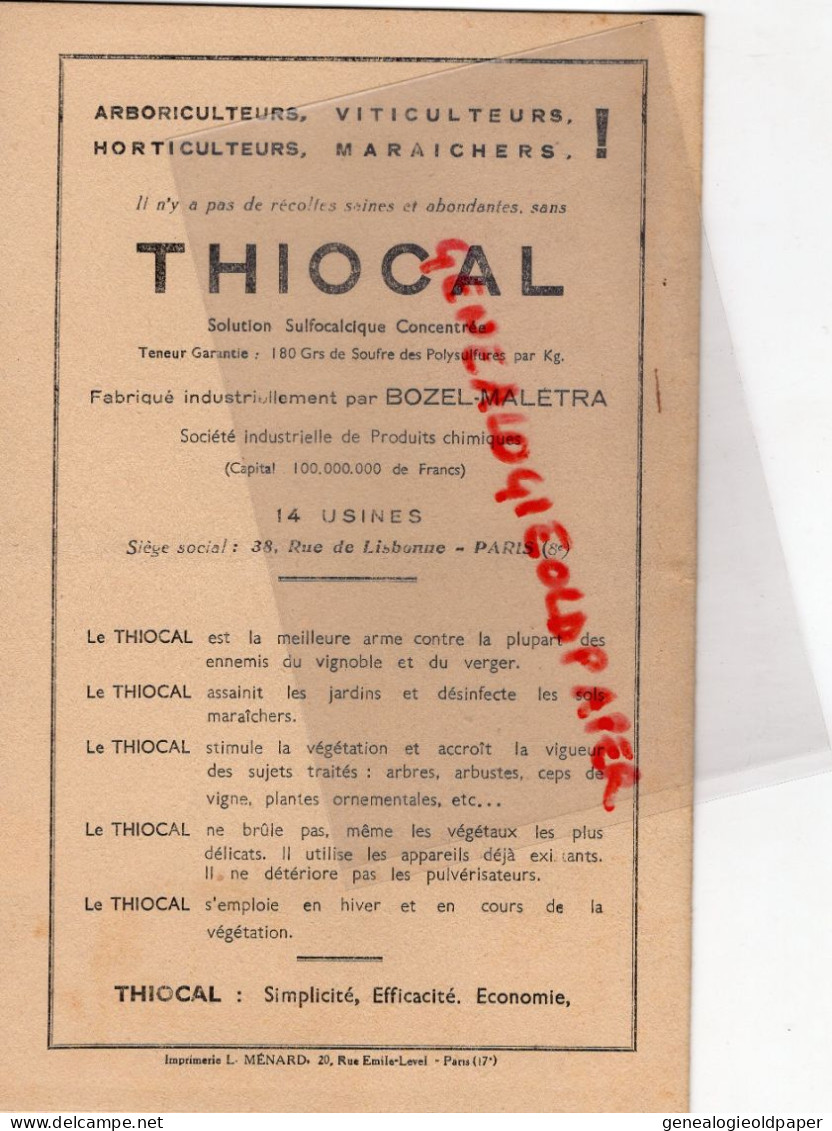 13-MARSEILLE-LIVRET RAFFINERIES SOUFFRE REUNIES-VIGNE VIGNOBLE OIDIUM MILDIOU-AGRICULTURE 1931-03-MONTLUCON- F. RAY - Agriculture