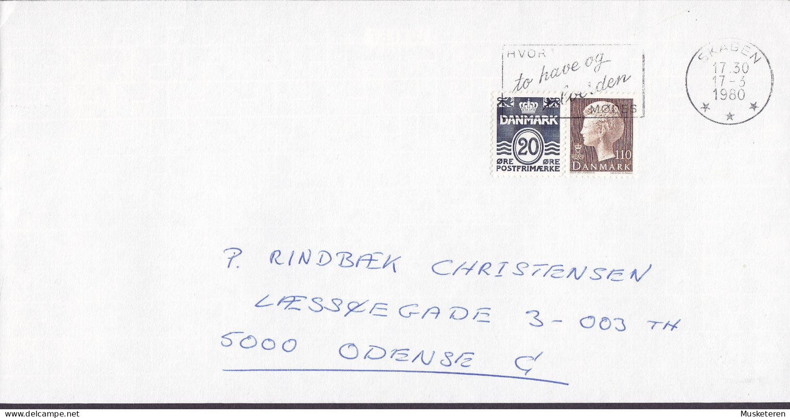 Denmark Slogan Flamme SKAGEN 1980 Cover Brief Lettre ODENSE C. Booklet Markenheftchen Franking 20+110 Øre - Briefe U. Dokumente