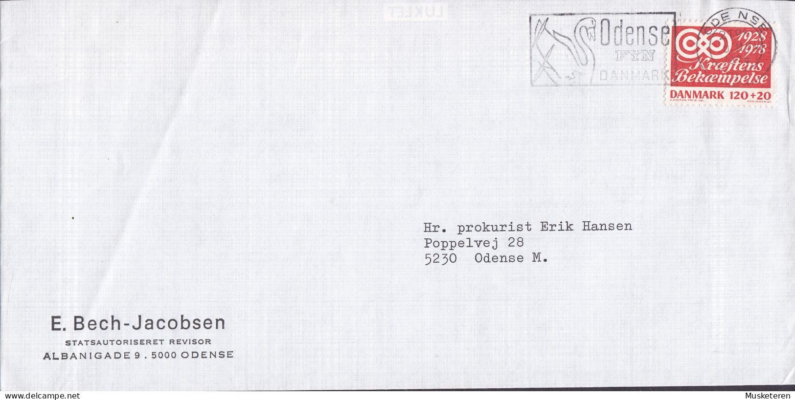 Denmark E. BECH-JACOBSEN Statsautoriseret Revisor (Accoutant) Slogan 'Ugly Duckling' ODENSE 1978 Cover Brief - Storia Postale