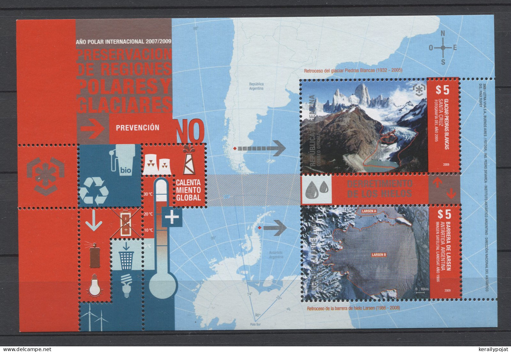 Argentina - 2009 Polar Regions And Glaciers Block MNH__(FIL-10236) - Blocks & Sheetlets