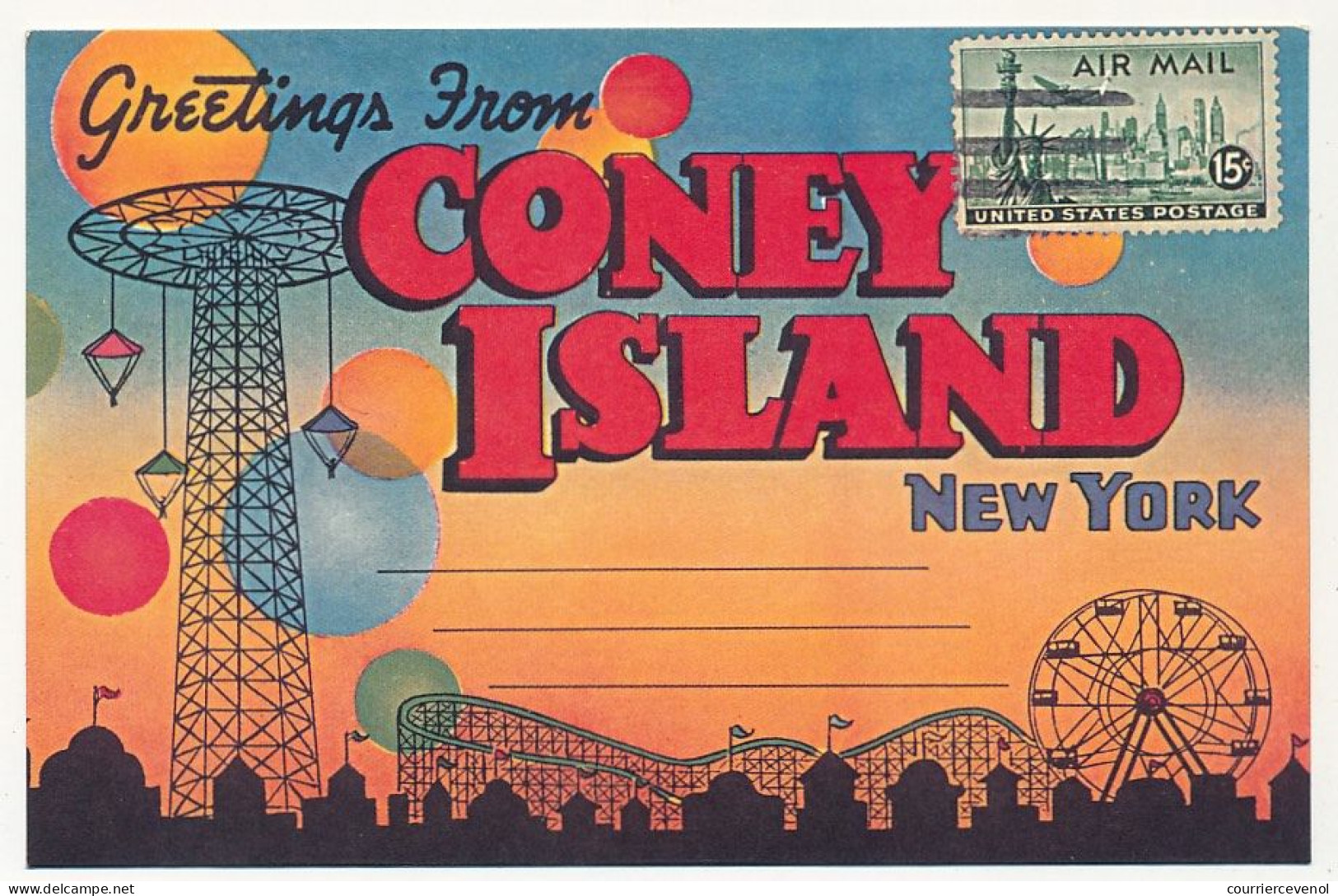 3 CPM - Reproduction D'ancien (c 2006) NEW-YORK Statue Of Liberty, Pennsylvania Railroad, Greetings From Coney Island - Other & Unclassified