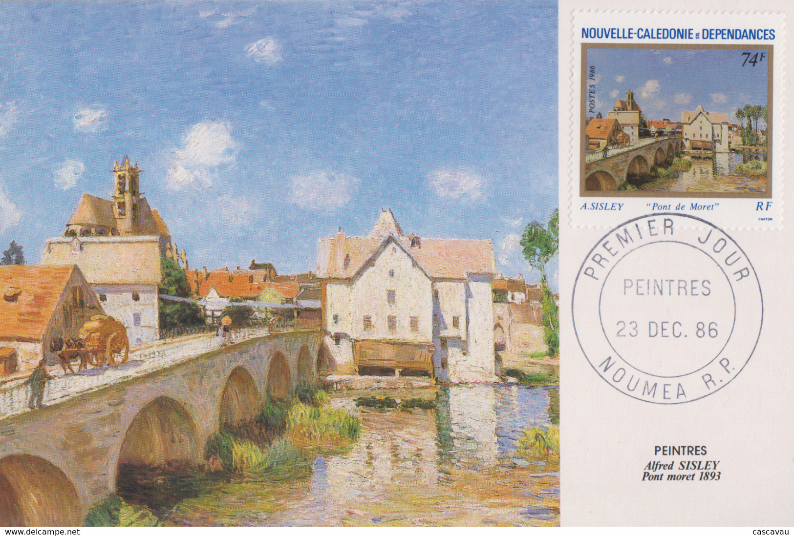 Carte Maximum  1er  Jour   NOUVELLE  CALEDONIE   Oeuvre  D' Alfred  SISLEY   1986 - Tarjetas – Máxima